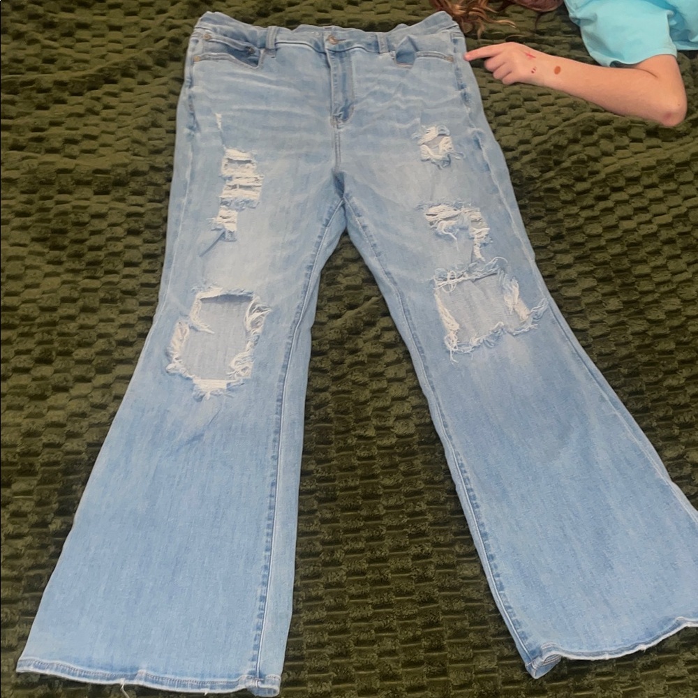 American Eagle Distressed Flare Jeans Size 16